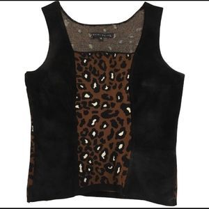 Bette Paige Sleeveless Sweater Top With Suede